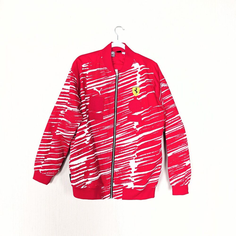 Puma Red & White Ferrari Logo Bomber Jacket